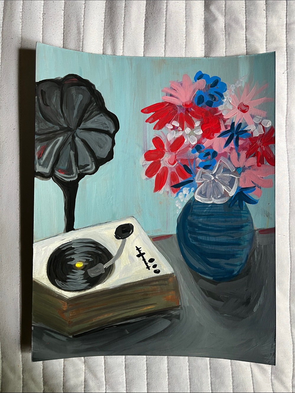 11x14” vintage record player painting | original handmade wall art unframed